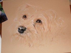 drawing dog pastel painting