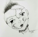 Ink drawing doll