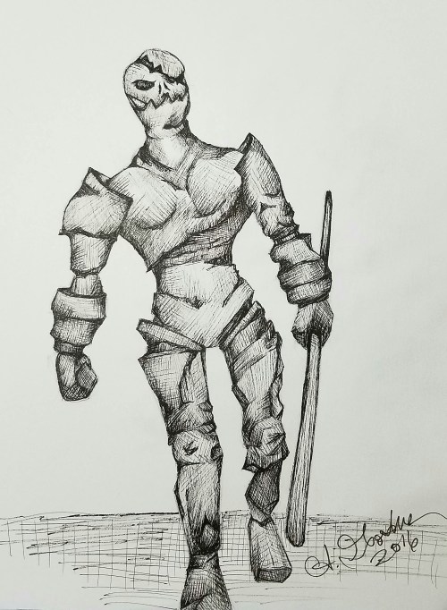 Ink drawing Golem