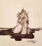 Ink drawing creature from the black lagoon
