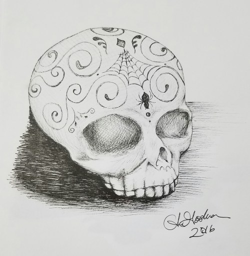 Ink drawing skull