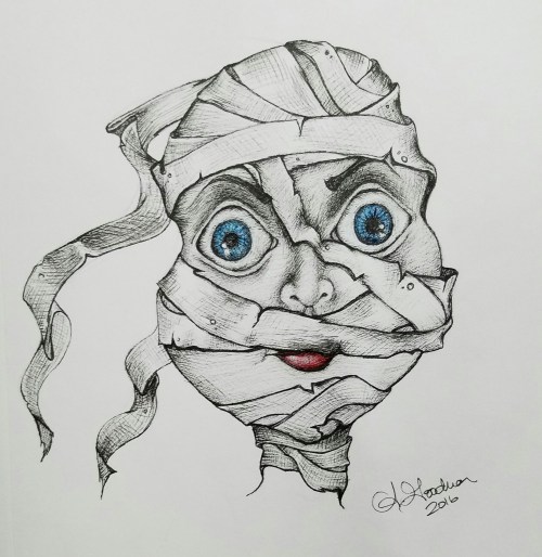 Ink drawing mummy