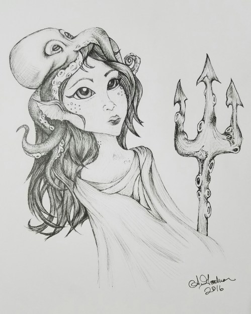 Ink drawing Sea Witch