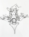 Biker Witch ink drawing Inktober Day 4