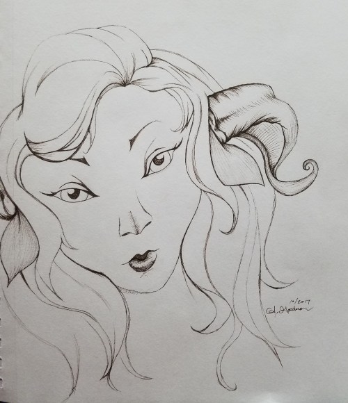 Inktober Day 10 satyr faun ink drawing