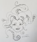 Inktober Day 15 haunted hair mysterious ink drawing tentacle hair alecia goodman