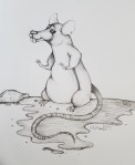 Inktober Day 18 Filthy Rat ink drawing by alecia goodman