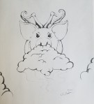 Inktober Day 19 Cloud pig flying ink drawing by alecia goodman