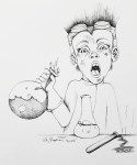 Inktober Day 30 Found Mad science ink drawing 2017 by alecia goodman