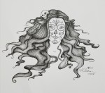 Inktober Day 31 Mask, sugar skull ink drawing 2017 by alecia goodman
