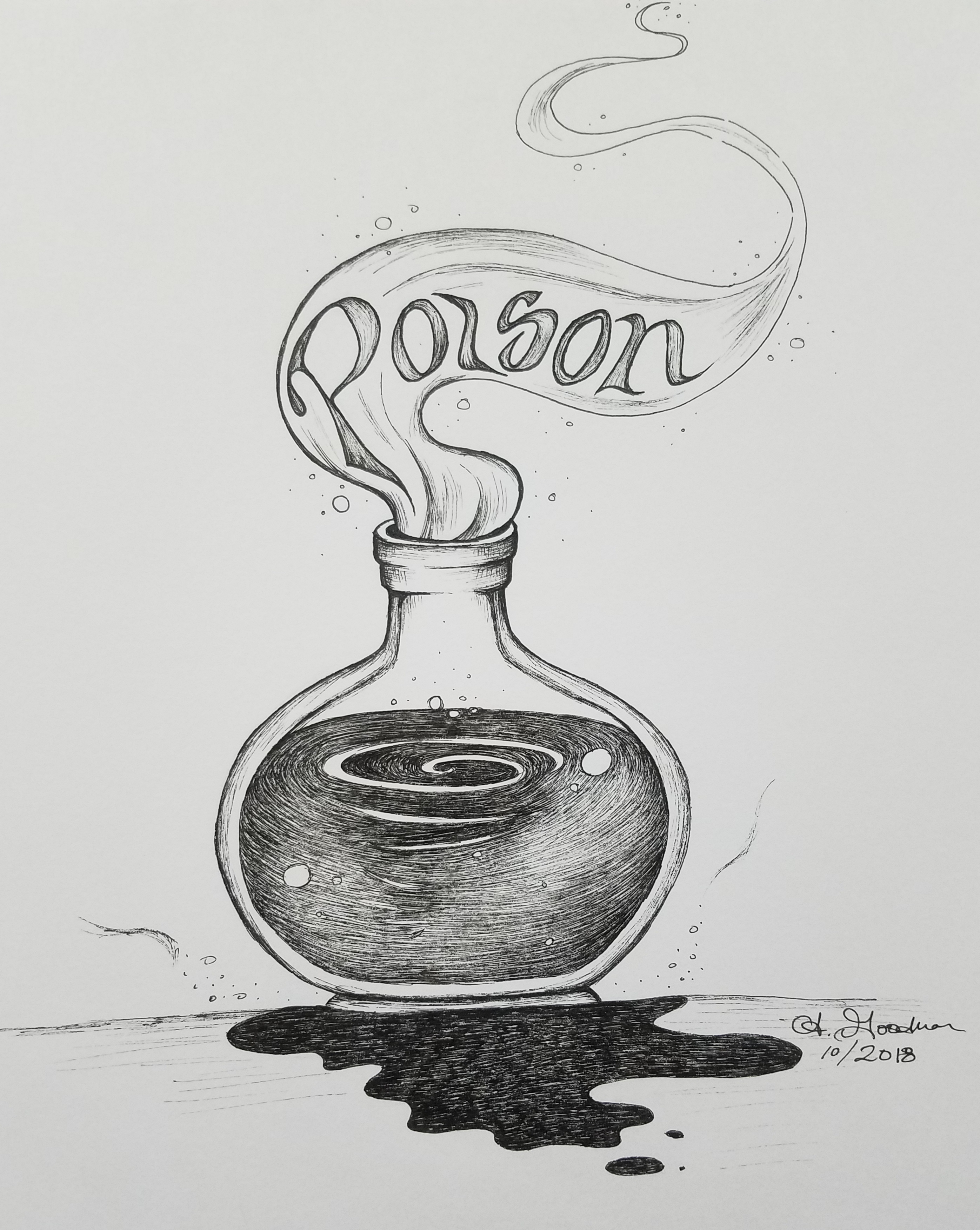 Inktober Day 1 Poison ink drawing by alecia goodman