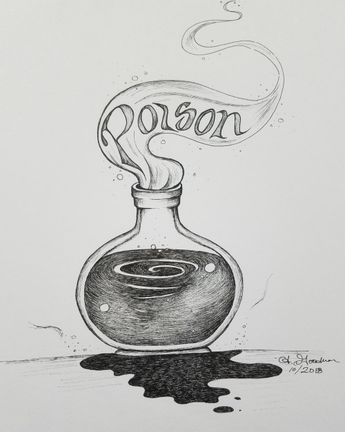 Inktober Day 1 Poison ink drawing by alecia goodman