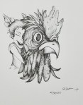 Chicken Inktober Day 5 ink drawing by Alecia Goodman