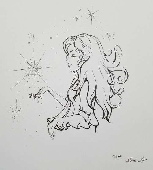 Inktober Day 8 Star ink drawing by alecia goodman 2018 to present