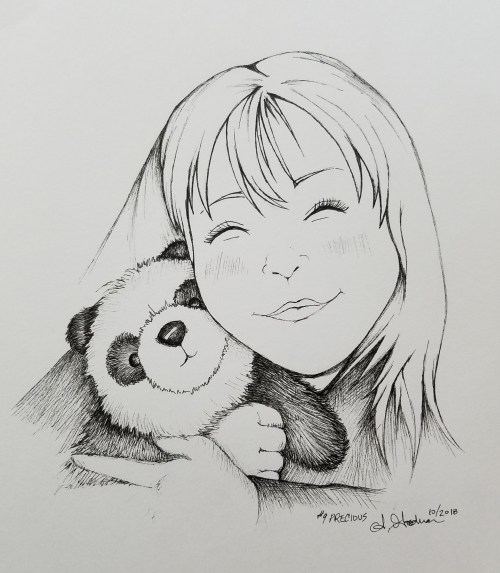 2018 Inktober Day 9 Precious Panda drawing by alecia goodman