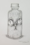 2018 Inktober Day 18 Bottle ink drawing with Cheshire cat drink me by alecia goodman