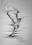 Ink drawing of Dizzy Tornado by Alecia Goodman