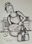 Inktober Day 22 Chef mixing batter ink drawing by alecia goodman 2020 to present