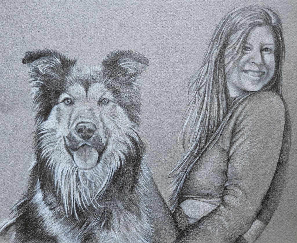 Dog and girl portrait by alecia goodman copyright 2024 to present